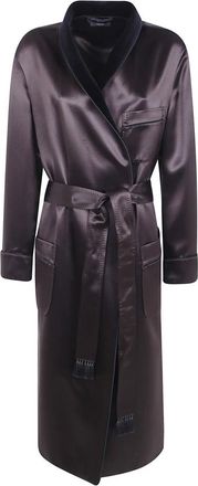 Tom Ford Zijden satijnen ochtendjas - Dames - Jas met riem - Bruin - S - Satijn - Jassen