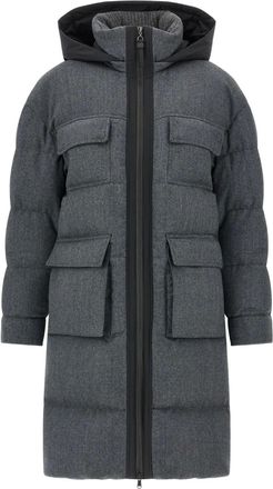 Brunello Cucinelli Wollen gewatteerde donsjas - Grijs