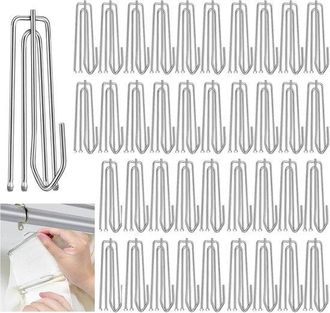 OEM Ganchos Para Cortinas - Juego De 60 Ganchos De Acero Inoxidable Para Cortinas - Accesorios De 4 Puntas - Para Cortinas Con Cinta Plisada