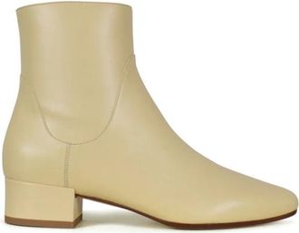 Francesco Russo Enkellaarsjes - Dames - Laarzen met Hak - Beige - 38 1/2 EU - Leer - Schoenen