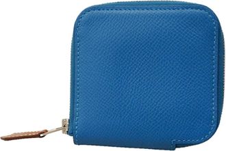 Herm&egrave;s Blue Leather Coin Purse/Coin Case (Pre-Owned)