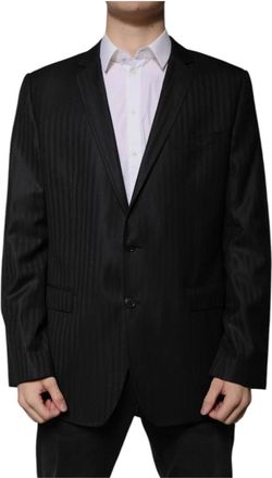 Dolce & Gabbana Stripe Wool Single-Breasted Blazer - Heren - Blazers - Grijs - 2XL - Wol - Jassen