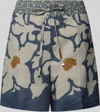 Luisa Cerano Luisa Cerano Shorts aus Ramie im Allover-Look in Dunkelblau, Gr&ouml;&szlig;e 40