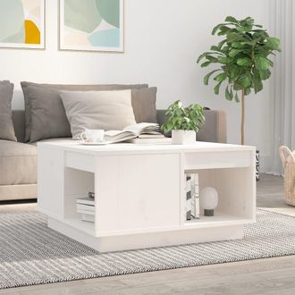 vidaXL Vidaxl - Mesa De Centro De Madera Maciza De Pino Blanco 60x61x32,5 Cm