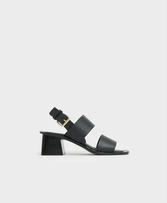 Mansur Gavriel Womens Double Strap Heeled Sandals In Black
