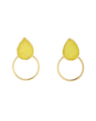 Saachi Saachi 18K Plated Druzy Cz Hoop Earrings