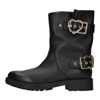 Love Moschino Schoenen, Dames, Zwart, 37 EU, Leer, Biker Enkellaarzen