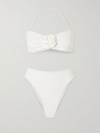 Maygel Coronel Bikini Con Scollo Allamericana E Fiore Alborozo - Bianco sporco