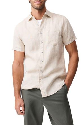 Rodd & Gunn Palm Beach Sports Fit Short Sleeve Linen Button-Up Shirt in Oatmeal at Nordstrom, Size Xxx-Large