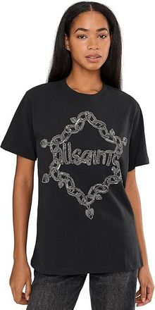 AllSaints Drip Emb Bf T-Shirts Womens Clothing Washed Black : XS, Cotton