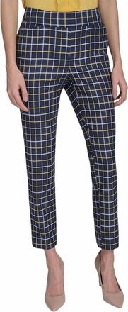 Tommy Hilfiger Plaid-Print Slim-Fit Ankle Pants In Midnight Multi