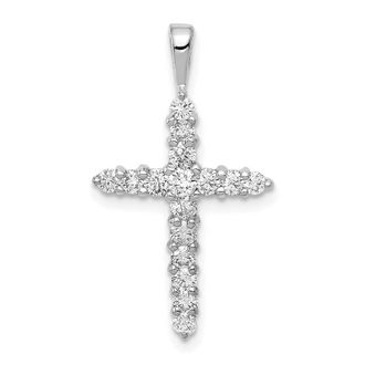 Diamond2Deal 14K White Gold Lab Grown Diamond Cross Pendant (0.51ct, VS, G-H)