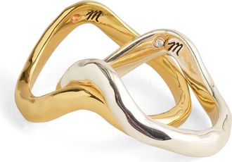 Madewell Set of 2 Hammered Sculptural Stacking Rings in Mixed Metal at Nordstrom, Size 8
