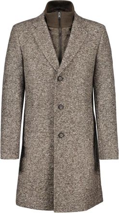 HUGO BOSS Enkelrij jas - Heren - Mantel - Bruin - 2XL - Jassen
