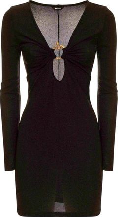 Just Cavalli Getailleerde Mini-jurk - Dames - Korte kleedjes - Zwart - 2XS - Leer - Kleedjes