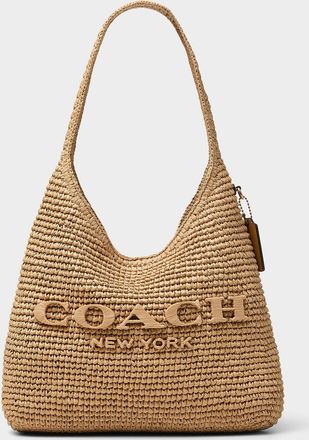 Coach Womens Brooklyn woven straw hobo bag