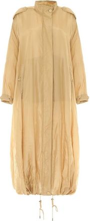 Alberta Ferretti Zijden blend trenchcoat met voorritsen - Dames - Parka Jassen - Geel - XS - Jassen