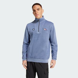 adidas Originals Mens Arsenal Terrace Icons Half-Zip Top - Blue Cotton - Size X-Small