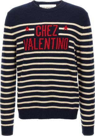 Valentino Garavani Chez Valentino Sweater - Heren - Ronde hals truien - Veelkleurig - L - Wol - Truien & Vesten