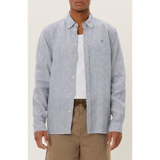 Les Deux Kristian Linen Button-Up Shirt in Light Ivory/Blueprint at Nordstrom Rack, Size Xx-Large