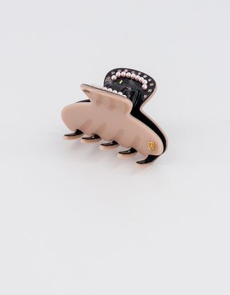 Alexandre de Paris Voltaire pearls and crystals acetate hair clip in Brown at Nordstrom