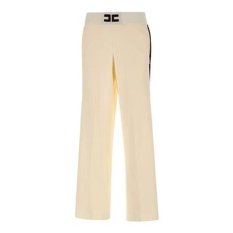 Elisabetta Franchi Broeken, Dames, Beige, M, Wide Broeken