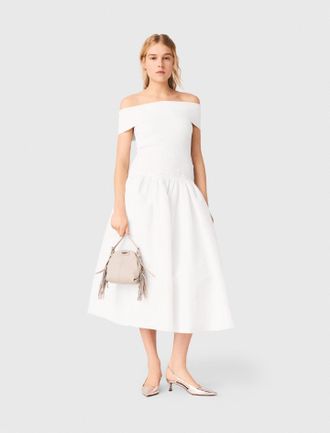 Maje Rib Knit Bardot-neck Top - White - Maje