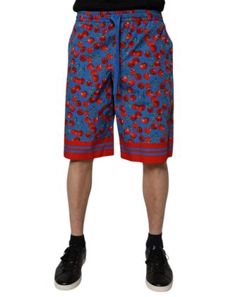 Dolce & Gabbana Blue Cherry Print Cotton Men Bermuda Mens Shorts