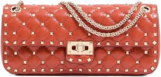 Valentino Garavani Rockstud Spike schoudertas - Dames - Tassen - Oranje - Maat: ONE Size Leer