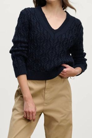 Velvet Joyce Long Sleeve Sweater In Navy