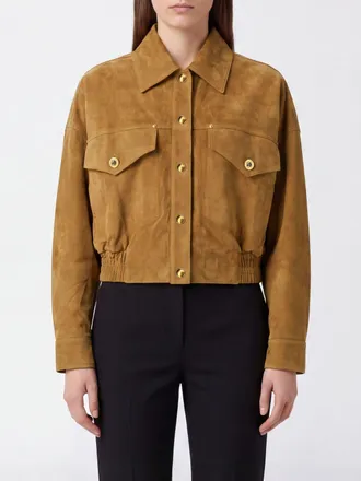 Versace Giacca bomber in pelle scamosciata stile camicia con collo classico