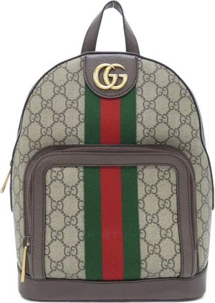 Gucci Beige Brown Gg Supreme Leather Backpack (Pre-Owned)