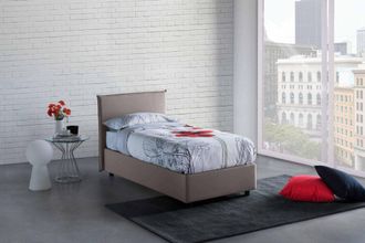 Dmora Talamo Italia Cama Individual Chiaraluna, Cama Contenedor Con Revestimiento De Tela, 100% Made In Italy, Apertura Frontal, Con Colch&oacute;n Cm 90x190 Inclu