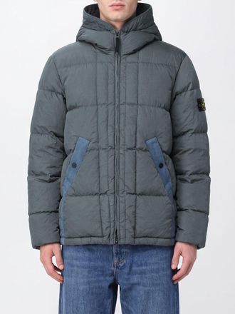 Stone Island Short Down Jacket in Recycled Nylon with Hood and Compass Logo