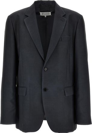 Maison Margiela Single-Breasted Mohair Blazer Grigio-Uomo