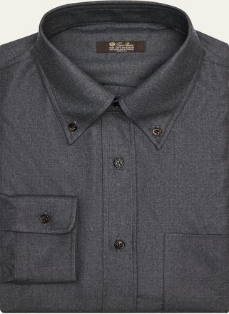 Loro Piana Mens Elia Button-Collar Pocket Sport Shirt