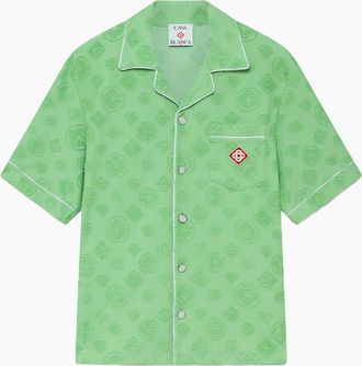 Casablanca Mens Jacquard Towelling Shirt Green - Size: 40/Regular