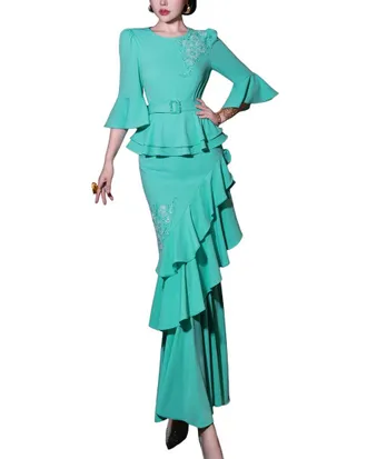 Burryco Green Solid Maxi Dress