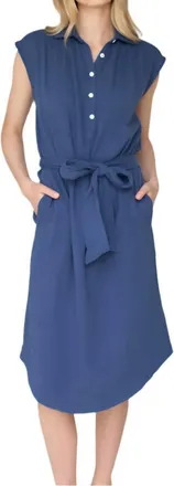 Marea Joanne Dress In Indigo Gauze