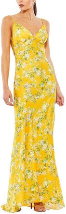 Mac Duggal Floral Print Sleeveless Trumpet Gown
