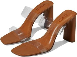 Schutz Schutz Ariella Sandals Womens Cuoio Slip-On Square Toe Block Heel HTAT951
