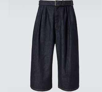 Dries Van Noten Belted denim Bermuda shorts