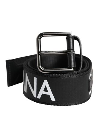 Dolce & Gabbana Black Leather Classic Metal Logo Buckle Mens Belt