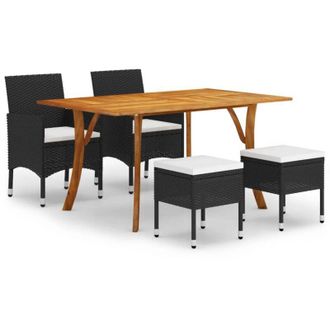 vidaXL Juego De Comedor De Jard&iacute;n De 5 Piezas Negro Vidaxl