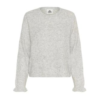 Karen by Simonsen Rondgebreide trui - Dames - Ronde hals truien - Grijs - M - Leer - Truien & Vesten