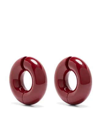 UNCOMMON MATTERS large Stratus Hoops earrings - women - Wood/Enamel - One Size - Red