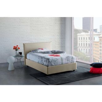 Talamo Italia Talamo Italia - Cama De Plaza Y Media Asmara, Cama Contenedor Con Revestimiento De Tela, 100% Made In Italy, Apertura Frontal, Con Colch&oacute;n Cm 120x190 
