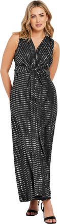 M&Co & Silver Sequin Twist Front Maxi Dress - Womens