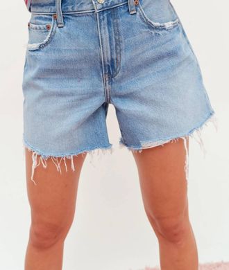 Daze Crossroads Mid Rise Loose Jean Shorts In Light Denim