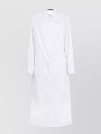 Balenciaga cotton draped back long-sleeve shirt midi dress